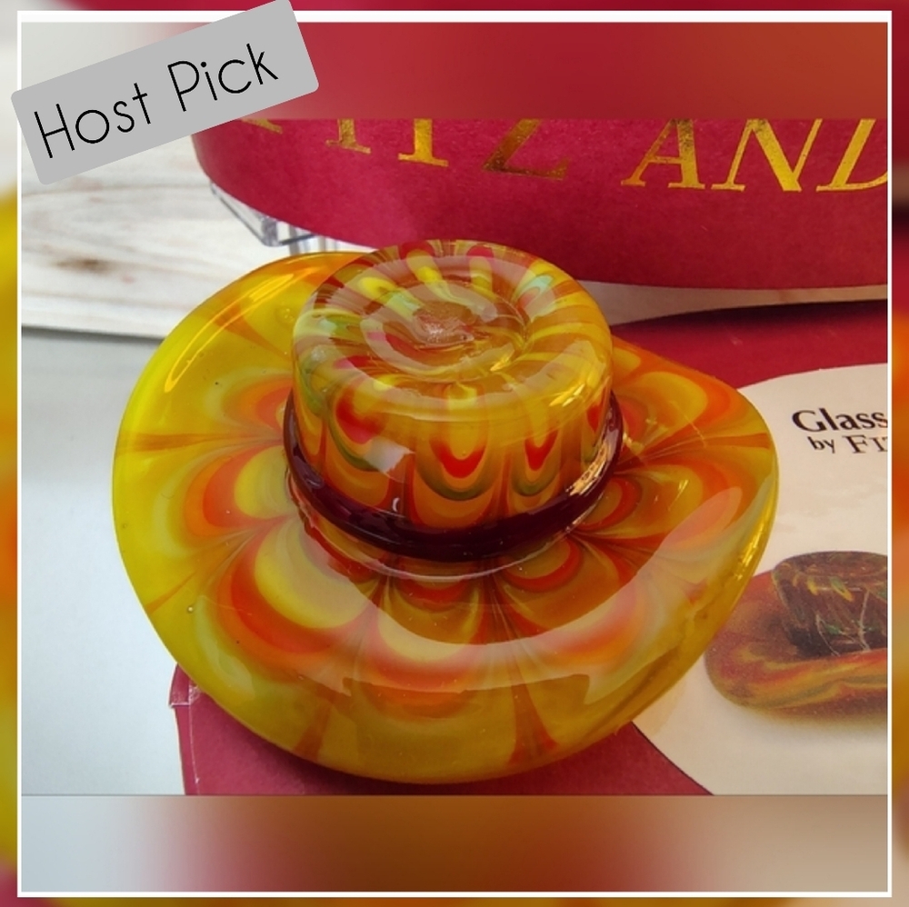 Fitz & Floyd Glass Menagerie Santa Fe Hat | Hand Blown Art Glass | Original Box